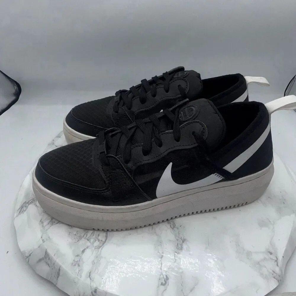 NIKE Court Vision Alta TXT Black White Platform Sneakers-9